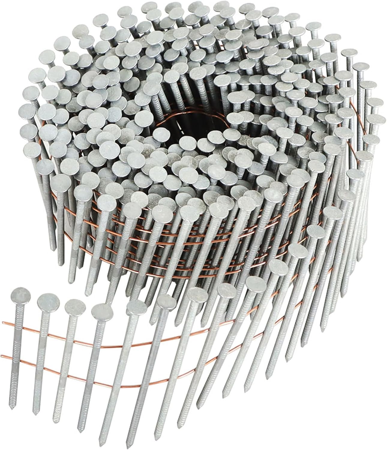 kimllier 2-1/2 x 0.092 (3600 Count) 15 Degree Coil Siding Nails Hot-Dipped Galvanized Ring Shank Fit for Siding and Fencing