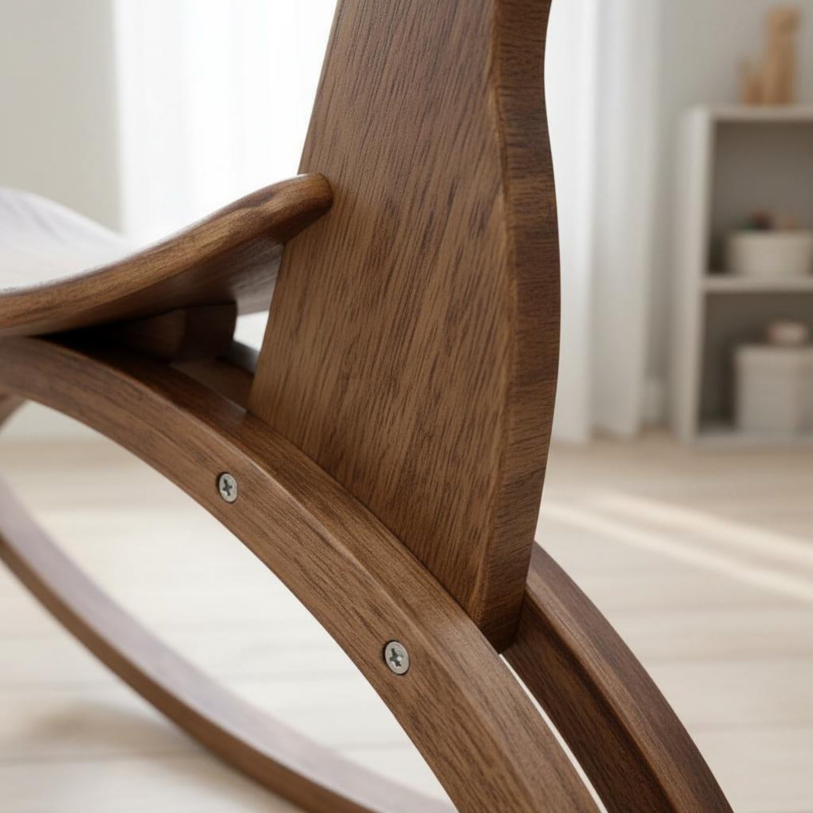 Kinder Pferd Holz Schaukelpferd Spielzeug Schaukel Tier aus Gummibaum mit Sanfter Funktion Und Abgerundeten Kanten für Kleinkinder Spielzimmer Zuhause, Natural Wood