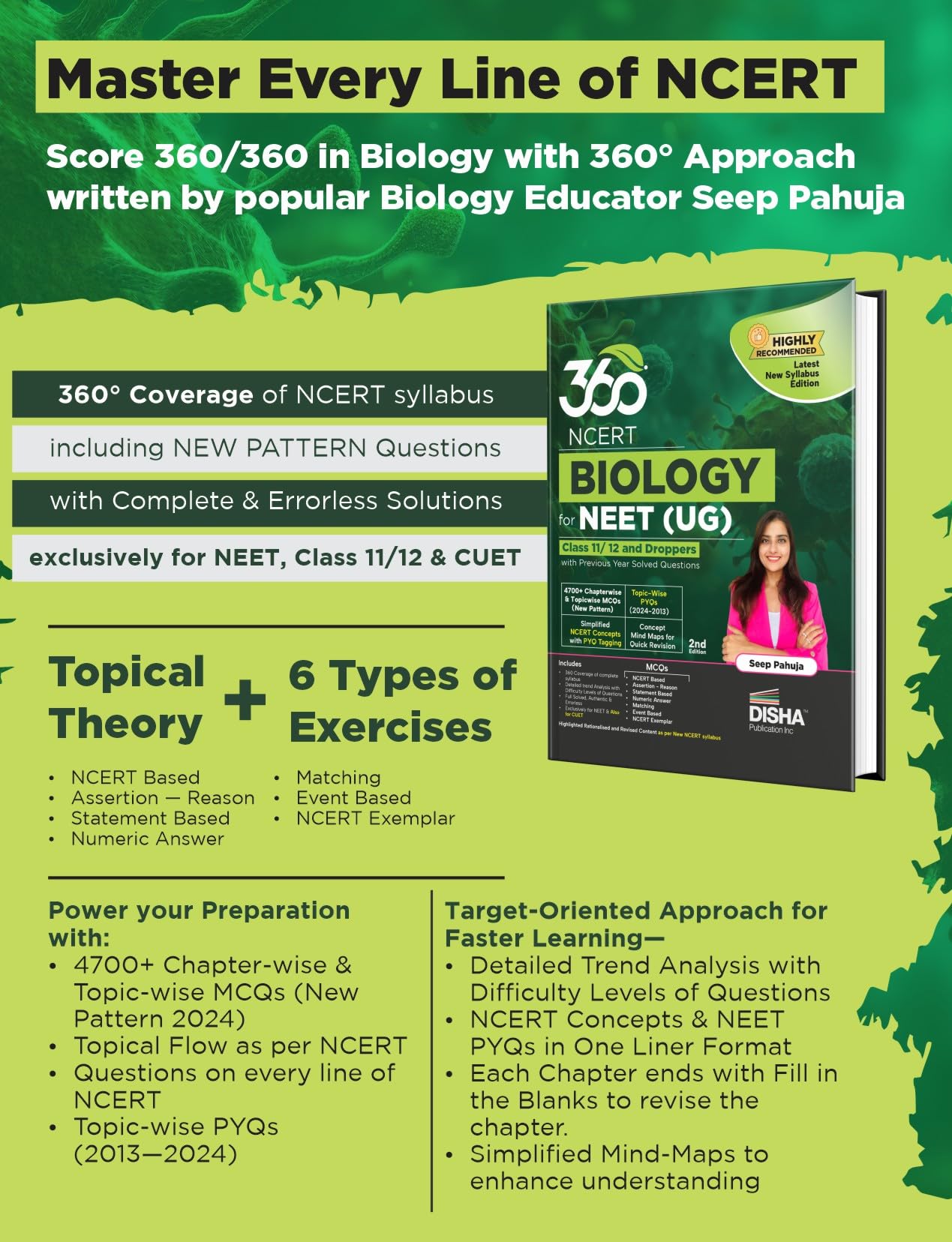 Disha 360 NCERT Biology for NTA NEET (UG) 2025, Class 11/ 12 & Droppers with Previous Year Solved Questions 2nd Edition | Detailed Theory with 6 Level of Practice Exercise 1