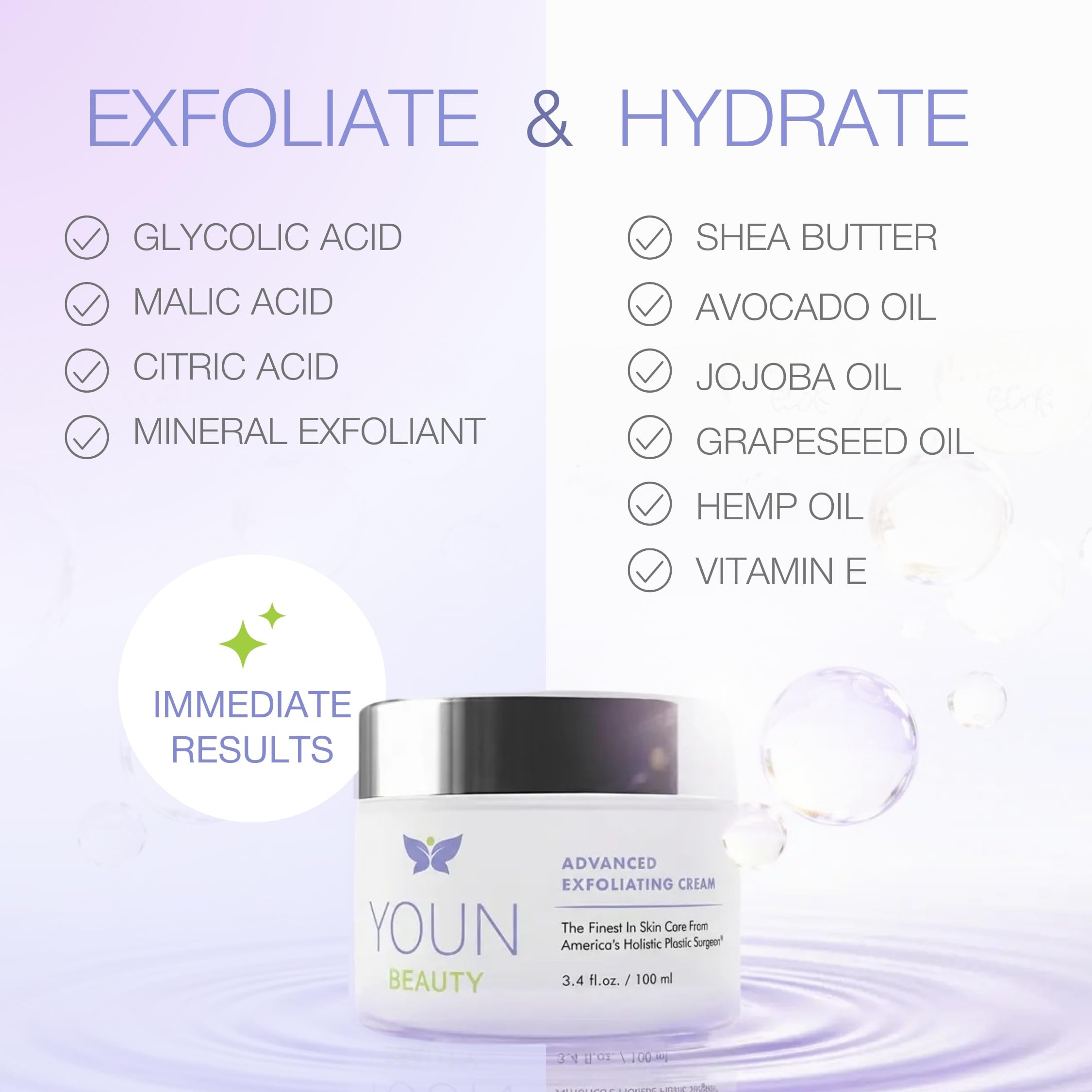 YOUN Beauty Wash-Off Exfoliating Face Wash with Shea Butter and Vitamin E