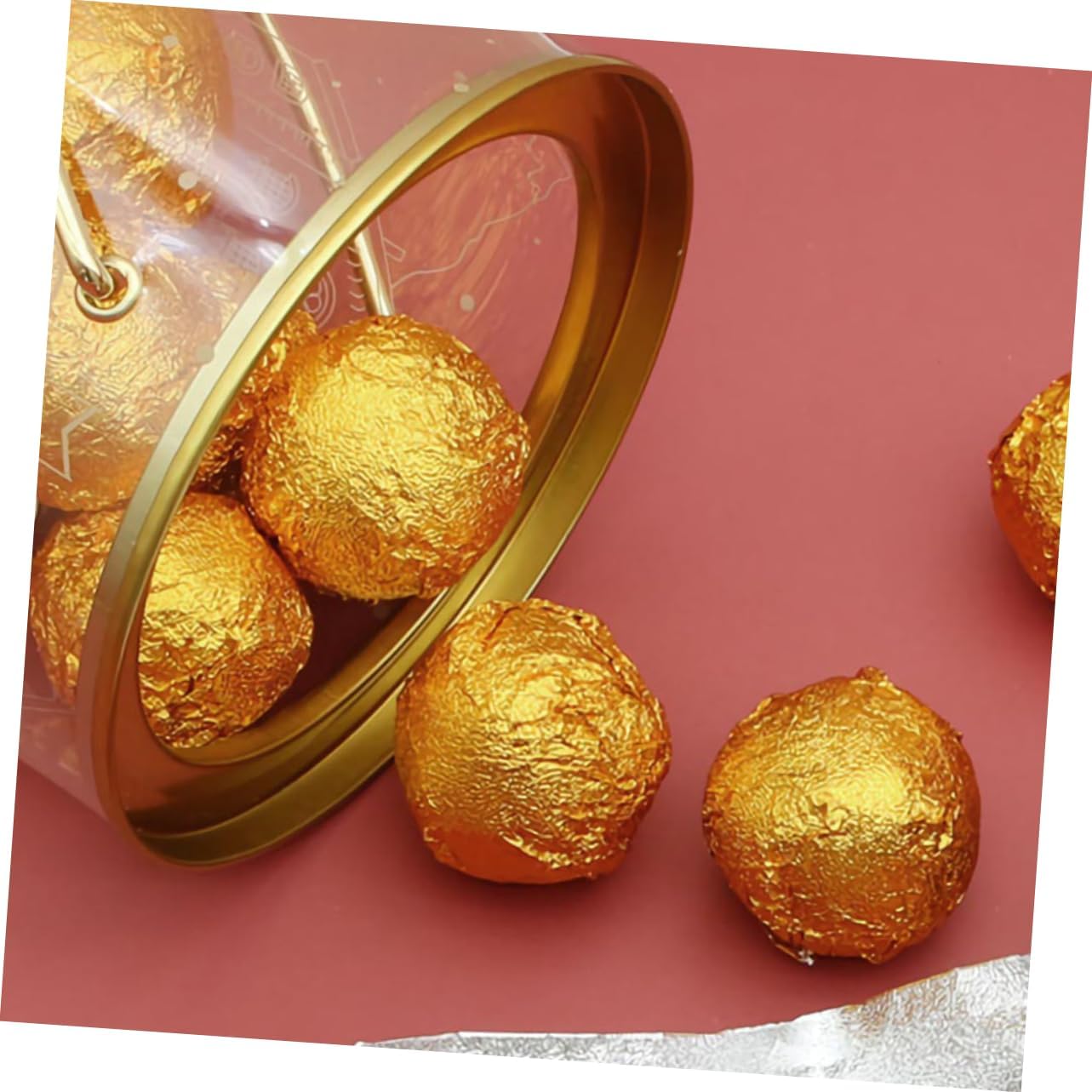 Gold Aluminum Foil Candy Wrappers 1000pcs Set for Chocolate and Nuts Portable Reusable Packing Sheets for Party Favors and DIY Crafts