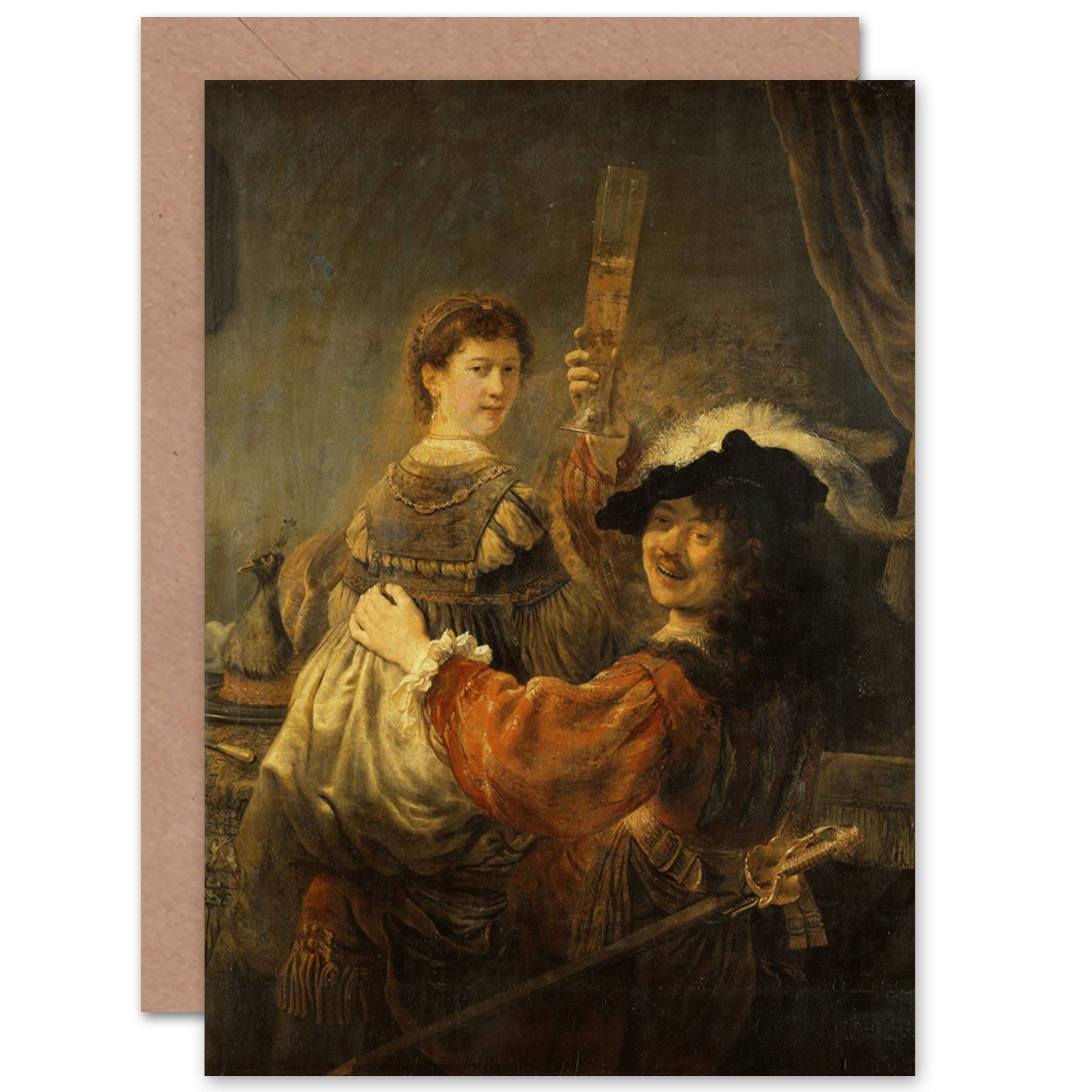 Artery8 Scene Of The Prodigal Son Rembrandt & Saskia Fine Art Greeting Card Plus Envelope Blank Inside