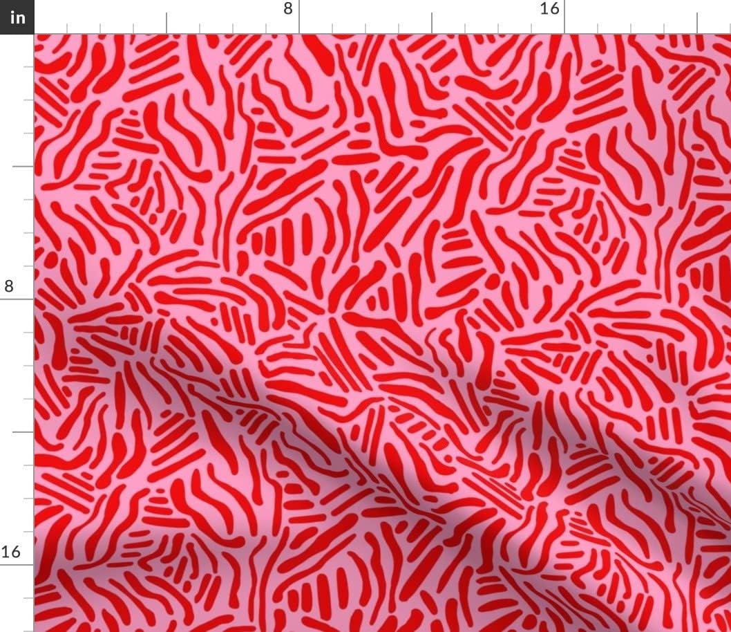 Spoonflower Fabric - Abstract Shapes Lines Modern Animal Print Red Pink Stripes Tiger Printed on Petal Signature Cotton Fabric Fat Quarter - Sewing Quilting Apparel Crafts Decor