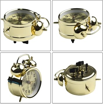 Alarm Clocks Bedside Bedroom Clock With Large Display, Manual Wind Up Vintage Metal Clock With Mechanical Wind Up Spring