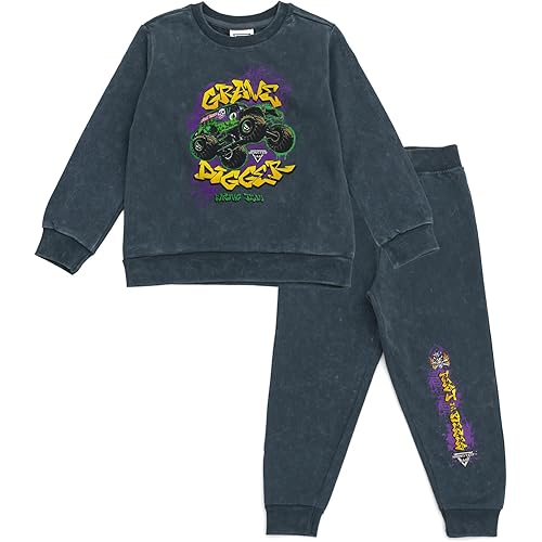 Monster Jam Fleece Sweatshirt and Jogger Pants Outfit Set Toddler to Big Kid Grave Digger