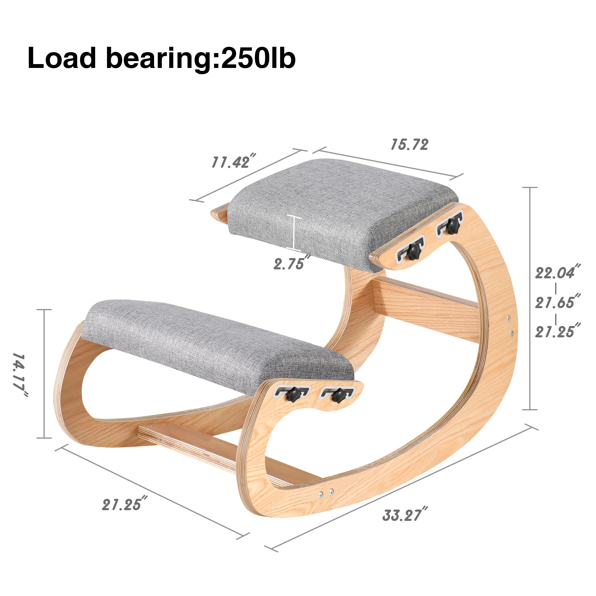 Silla reclinable para la rodilla, mecedora ergonómica de madera, mejora tu postura con un asiento en ángulo para el hogar, la oficina