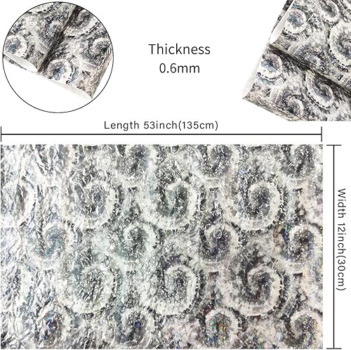 Miniatura 4 de HYANG - Hojas holográficas de piel sintética, caleidoscopio iridiscente sintético, 1 rollo de 12 x 53 pulgadas, piel sintética muy adecuada para