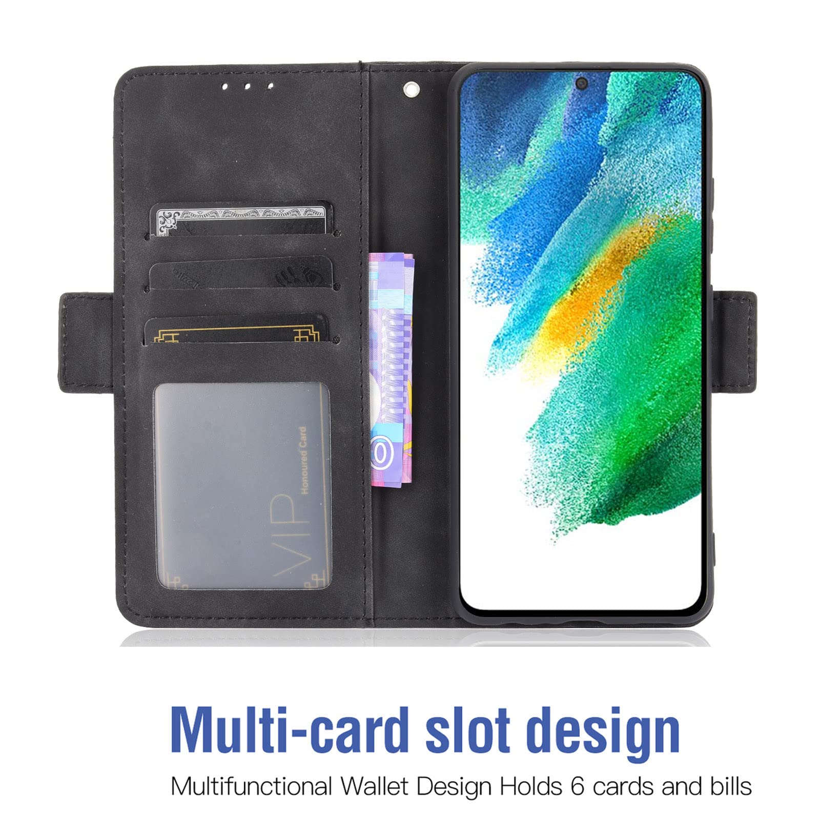 Auotu PU Leather with camera lens protection Wallet Pouch Flip Case Cover With Stand Card Slot Design For DOOGEE DK10 Smartphone (Black) - Image 3