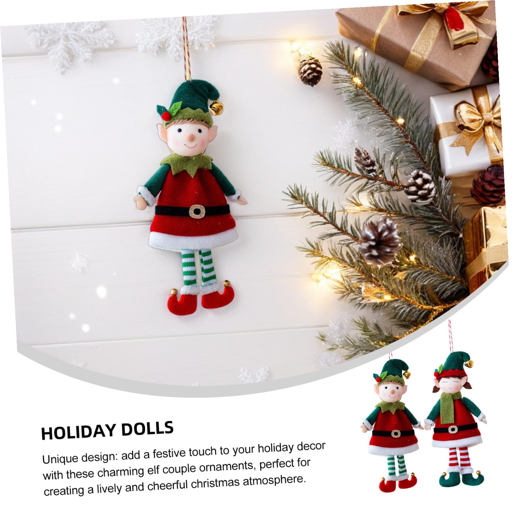 ABOOFAN 2pièces Couple de Peluches Elfes Décoratives Douces Noël pour Sapin et Fêtes Hiver Lot de Figurines Peluche