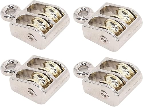 Miniatura 8 de 4 piezas de bloque de polea doble, bloque de polea de 220.5 lbs 220 libras con rodamiento de aleación de zinc grúa de elevación de polea