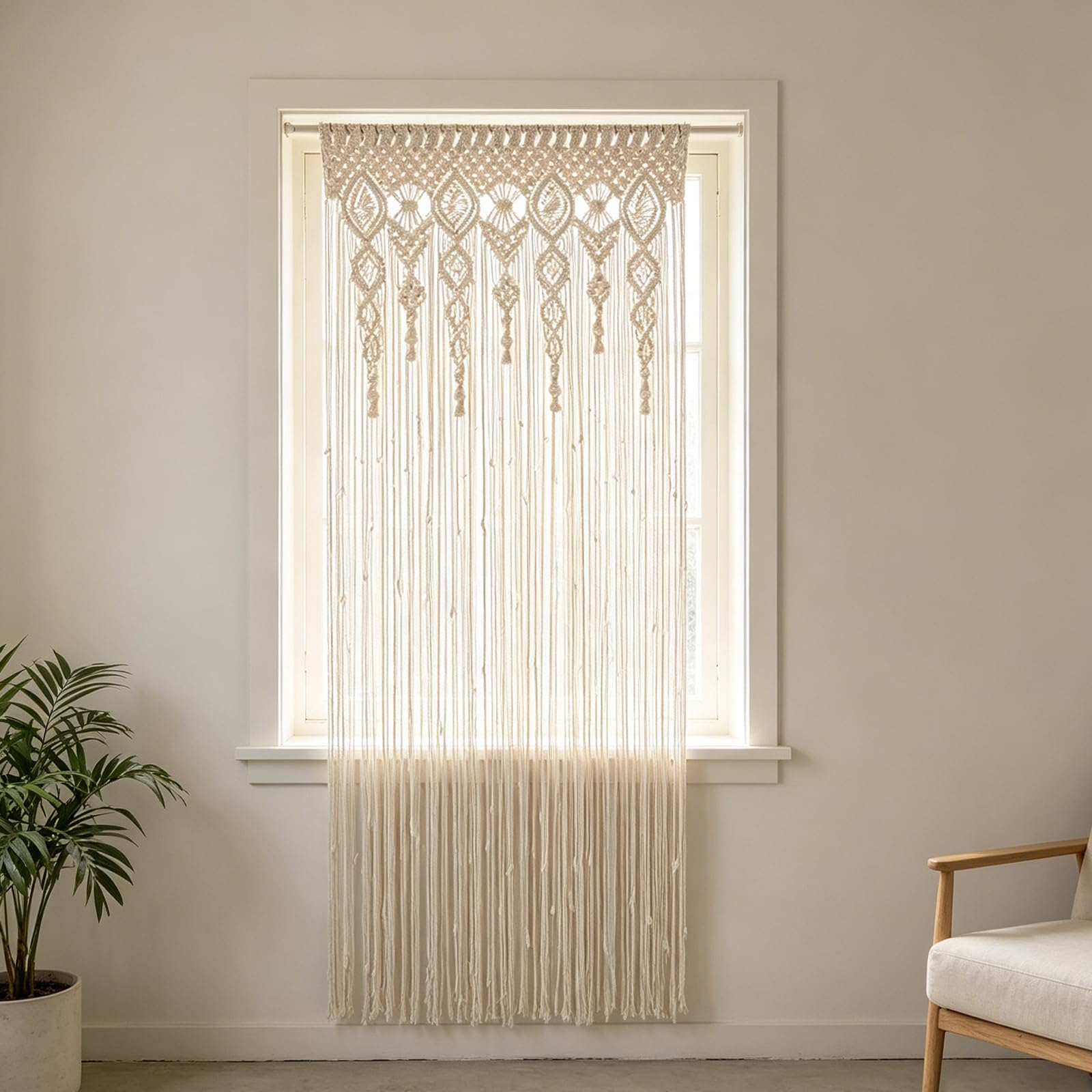 Hoypeyfiy - Arazzo in macramè stile Boho, 90 x 180 cm, divisorio realizzato a mano, per decorazione di matrimonio, camera e parete divisoria