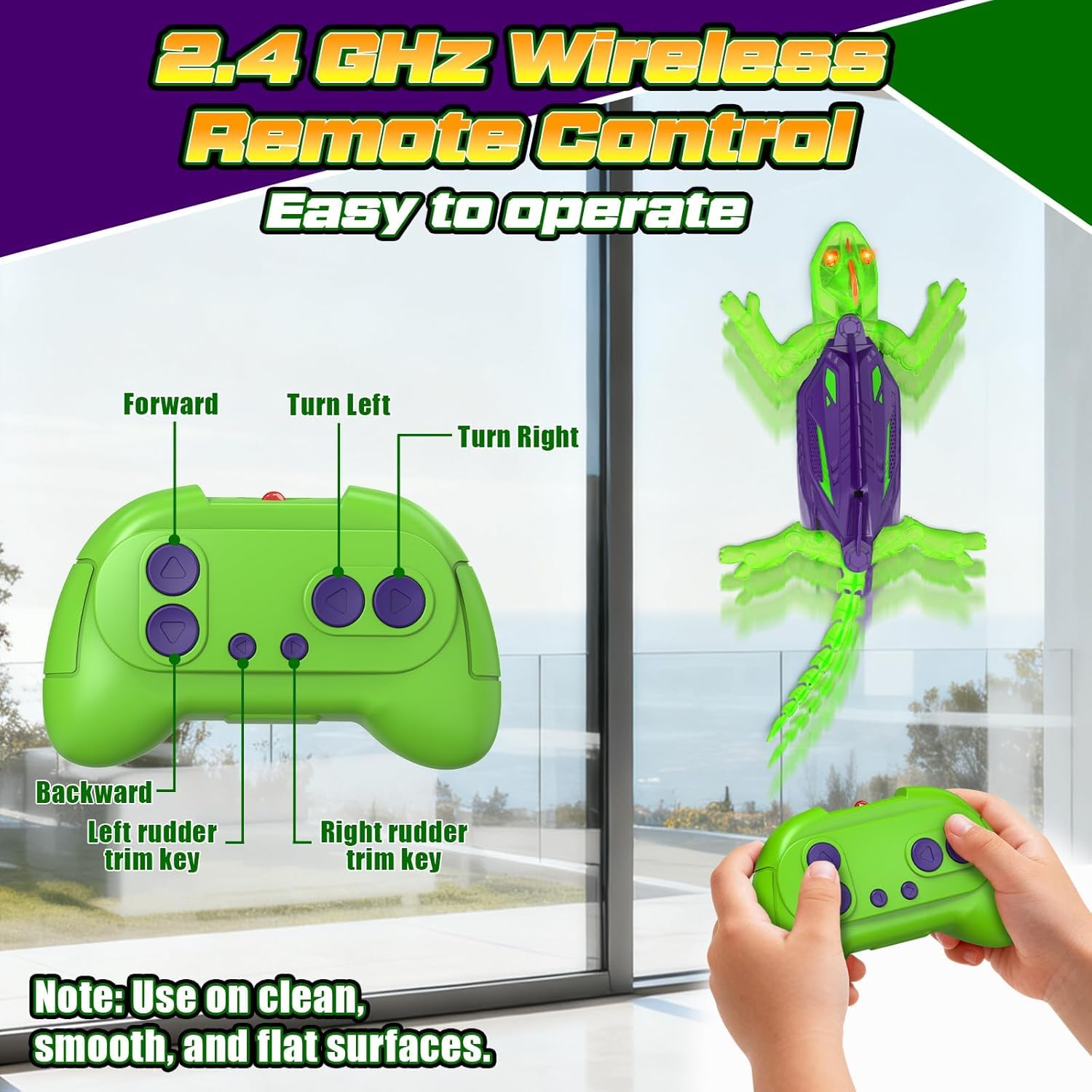Goody King Lagarto Trepador Paredes - Robot Lagartija Teledirigida Que Trepa Paredes y Techos - Wallcrawler Gecko - Juguete con Movimientos Reales y Giro 360° - Regalo para Niños a Partir de 3 Años