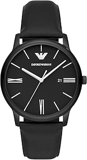 Emporio Armani Men's Three Hand Watch with Stainless Steel or Leather Band; Dress Watch for Men