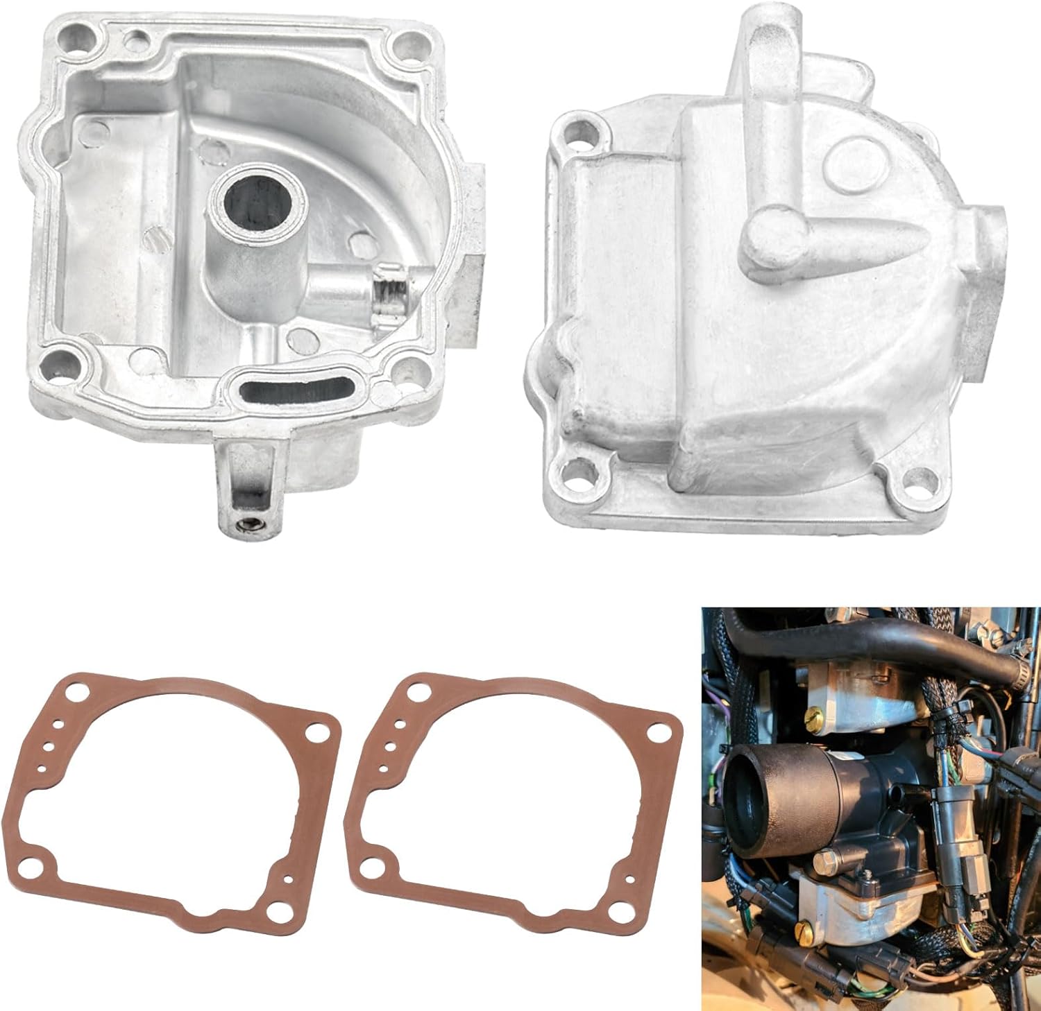 2 Pack Upgrade Material 433000 766418 Float Chamber Carburetor Bowl & 335070 Gasket Compatible With Johnson Evinrude 90-100-105-115-135-150-175Hp
