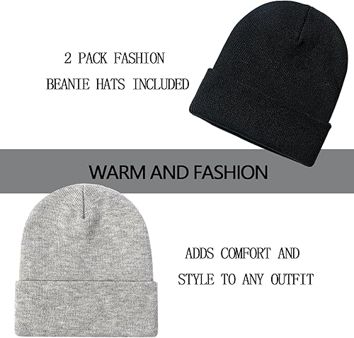 Miniatura 2 de ZOORON Paquete de 1 y 2 gorros para hombres y mujeres, gorros de punto para invierno, gorro de esquí suave, unisex