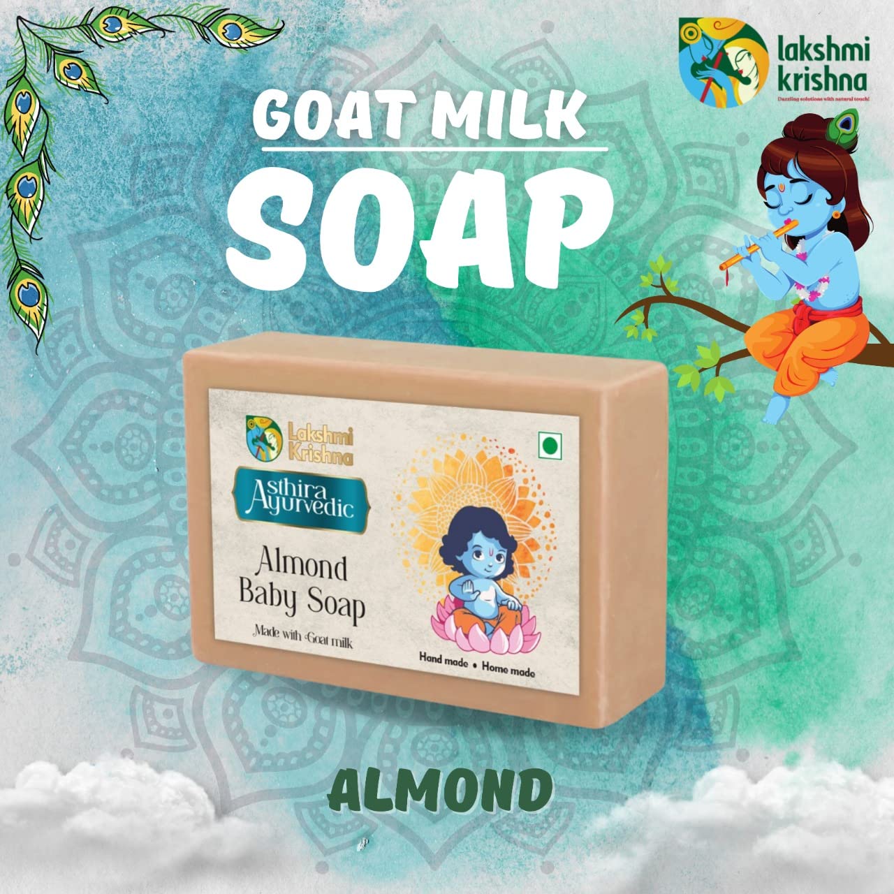 Lakshmi Krishna Natural Baby Almond Soap-100g ||Organic Baby Almond Soap - Gentle and Nourishing Soap for Sensitive Skin||-picture-20