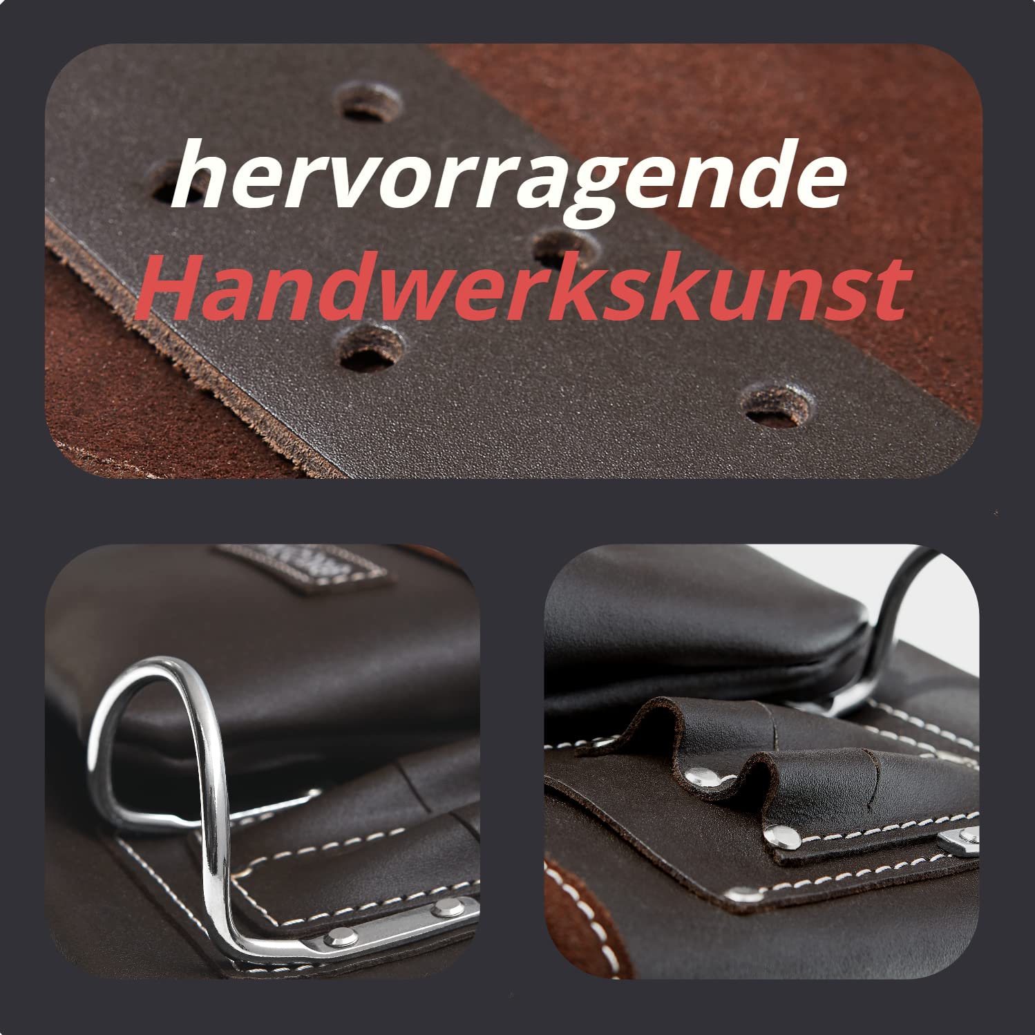 12 Taschen Schreiner Ölüberzogenes Leder Werkzeuggürtel | Handwerker Arbeits Gürtel Schürze für Männer | Werkzeughalter Arbeitsorganizer für Bauherren, Zimmerleute, Gärtner, Elektriker, Diy Er