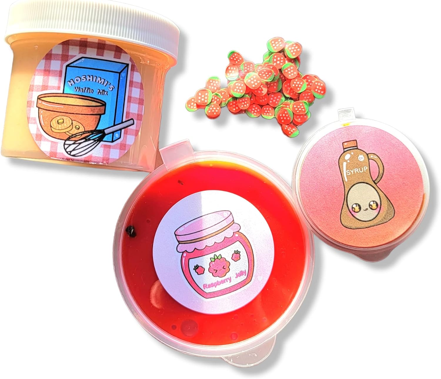 Mini Waffles DIY Slime Kit – Handmade Scented Slime with Butter, Jelly & Clear Textures, Clay Waffles, Tray, Charms & Sprinkles – Fun Sensory Craft for Ages 8+ – Hoshimi Slimes