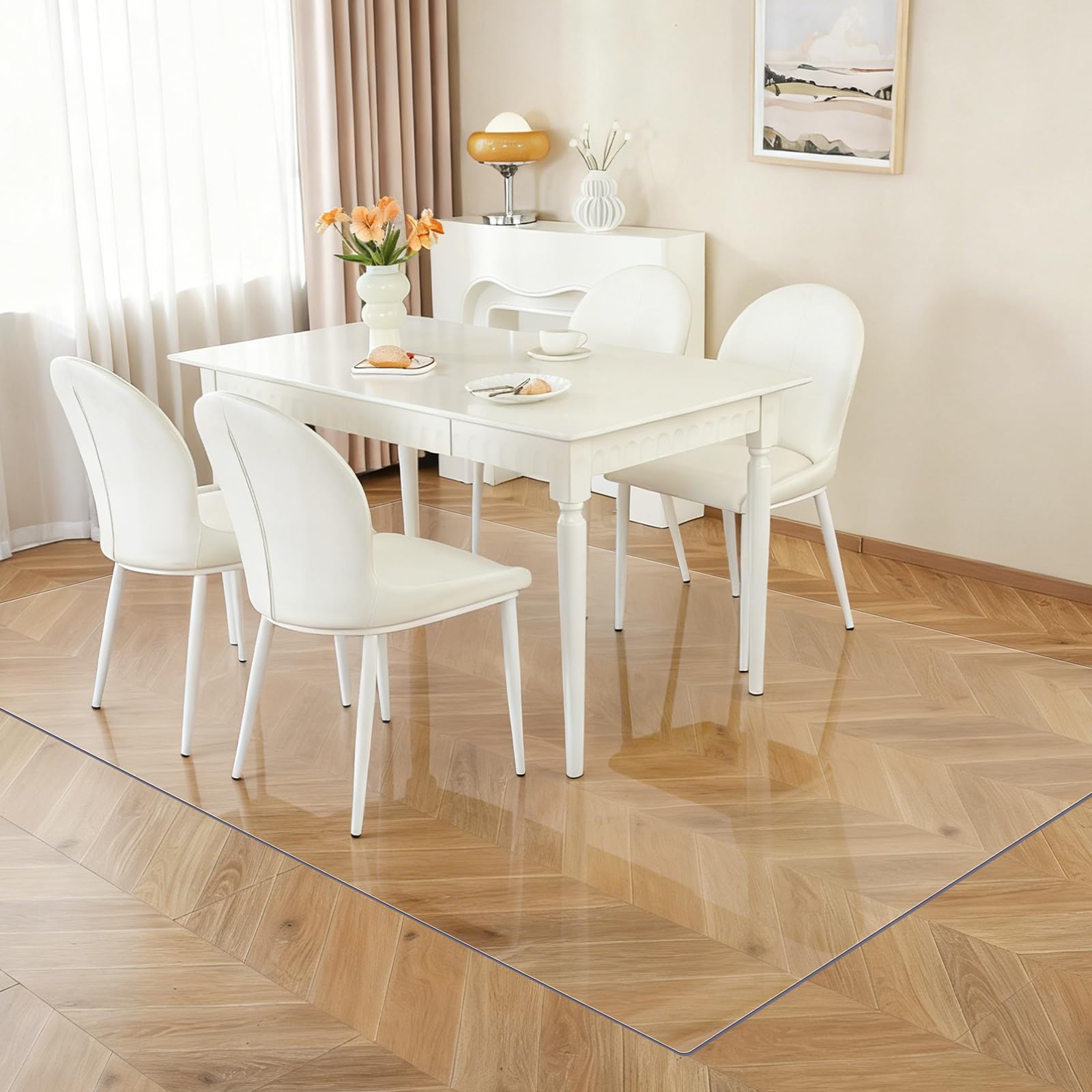 Royhom Clear Chair mat for Hardwood Floor 51 x 63 Inches, Clear Floor Mat for Rolling Chairs, Desk Hard Surface Pad, Waterproof Rectangle Protector