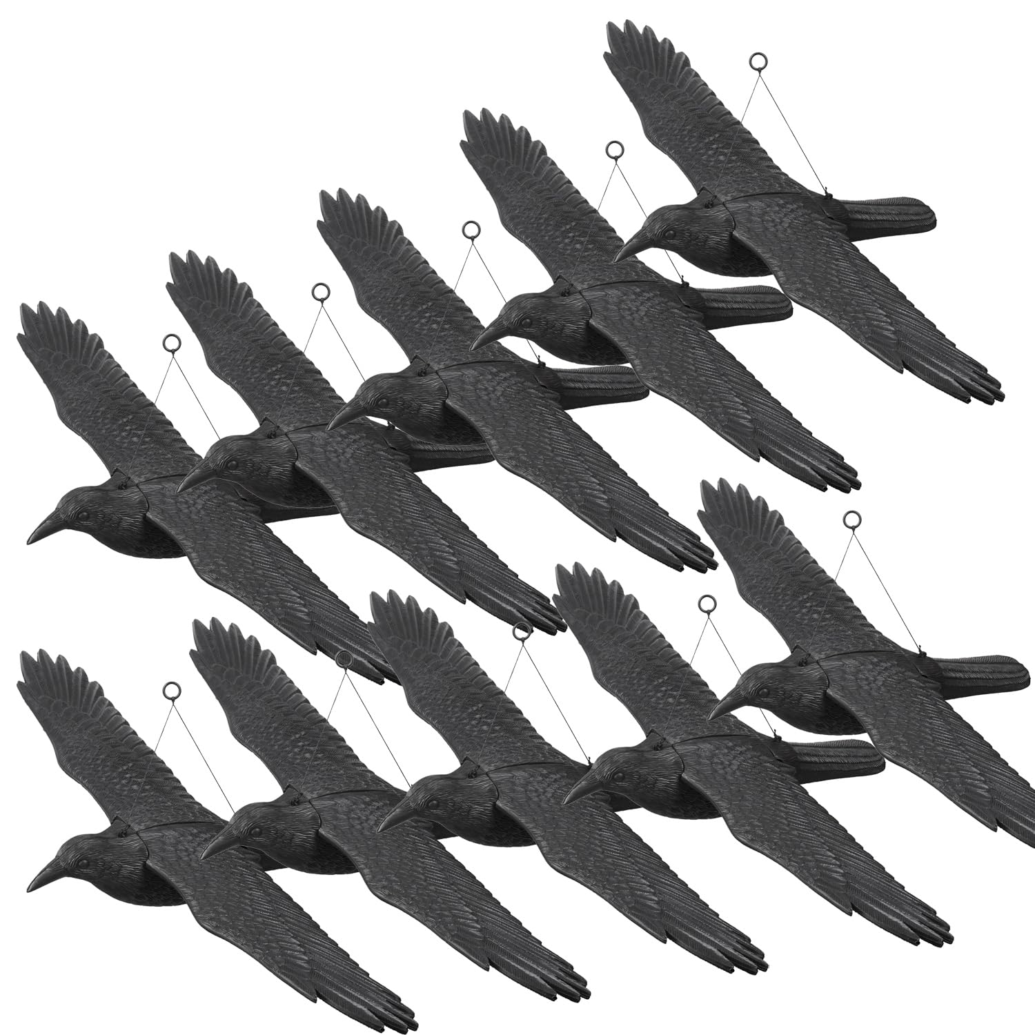 Tymar Ahuyentador de palomas para balcón, cuervos voladores, cuervos falsos, de plástico (cuervo volador; 10 unidades)