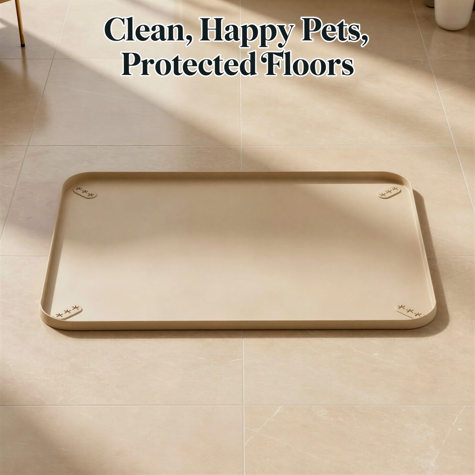 Tapis urinaire en Silicone pour Animaux, Beige, Plateau de Dressage réutilisable antidérapant pour Chiens et Chats, Absorbant Les odeurs, Bord relevé étanche, protège-Sol Lavable
