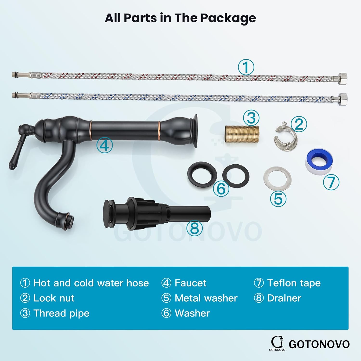 gotonovo Single Handle Vessel Sink Faucet 360° Swivel Bathroom Faucet One Hole Farmhouse Lavatory Vanity Faucet Bowl Sink Mixer Tap with Pop Up Drain, Oil Rubbed Bronze - Image 10