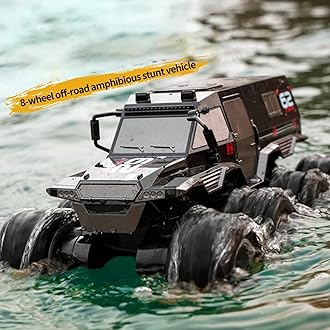 GoolRC Amphibious Remote Control Car, 8WD RC Cars, 2.4GHz Remote Control Boat, Waterproof Off Road RC Monster Truck, All Terrains Electric Armored Vehicle Crawler for Adults (Black)