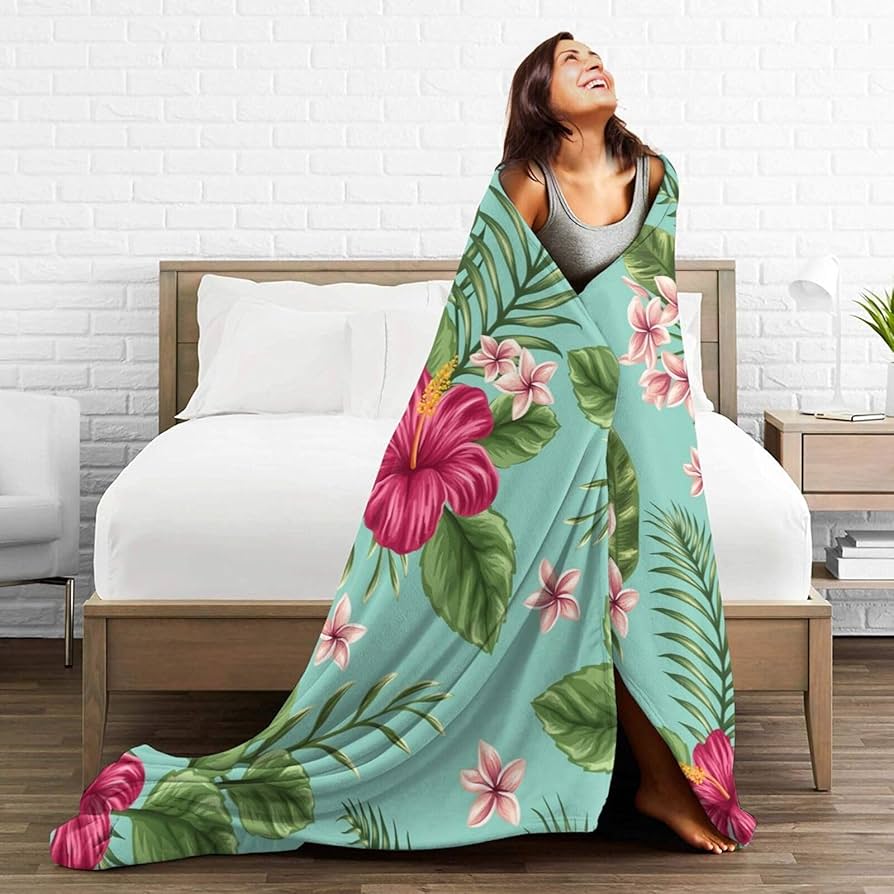 Amazon｜ブランケット ハワイアン トロピカル 葉 花 ひざ掛け