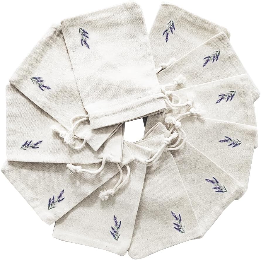 Daclubmenxy 20 PCS Lavender Bags, lavender sachets, Sachet Empty Bag, Drawer Sachets, with Drawstring Cotton Pouch for Filling Spice Jewellery Wedding Clothes Storage (White) - Image 5