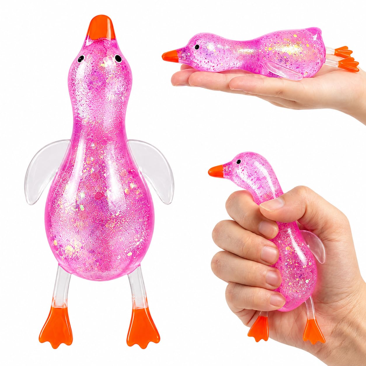 Cute Duck Squishy Sugar Stress Ball Stress Relief Glitter Soft Duck Tool Sugar Balls Squishy Moldable Slow Rise Relaxing Sensory Fidget Props for Anxiety Relief Desk Decor Party Favors Birthday Gift