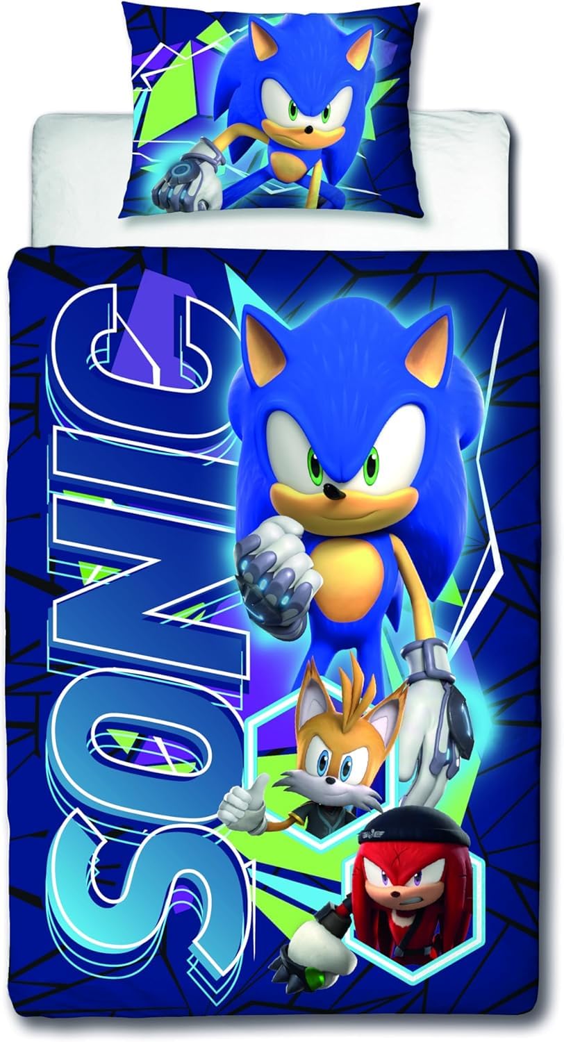 Character World Multi Sonic The Hedgehog Spin Single Rotary Duvet Set, -Color