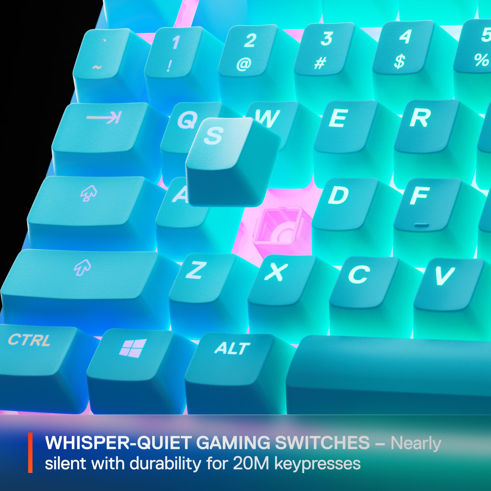 SteelSeries Apex 3 TKL Aqua RGB Gaming Keyboard — Tenkeyless Compact Form Factor — 8-Zone RGB Illumination — Water and Dust Resistant — Whisper-Quiet Gaming Switch view 6