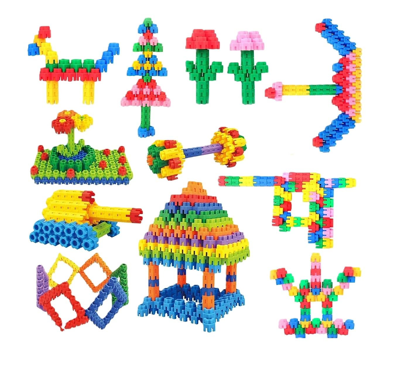 Plastic Hexagon Shape Building Blocks - 100Pcs, Multicolor Bulk Plastic Educational Making Sweet Home Smart City Building Block for Indoor, Outdoor for Kids(Random Color)-image-2