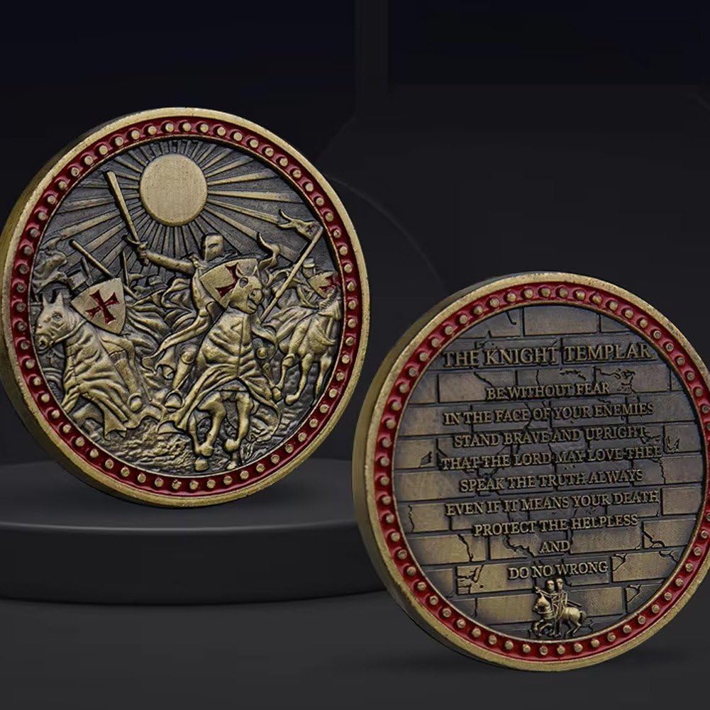 Moneta Pamiątkowa Rycerzy Templariuszy, Moneta Pamiątkowa Krzyżowca, Vintage Moneta Wyzwania, Medal Świętej Tarczy