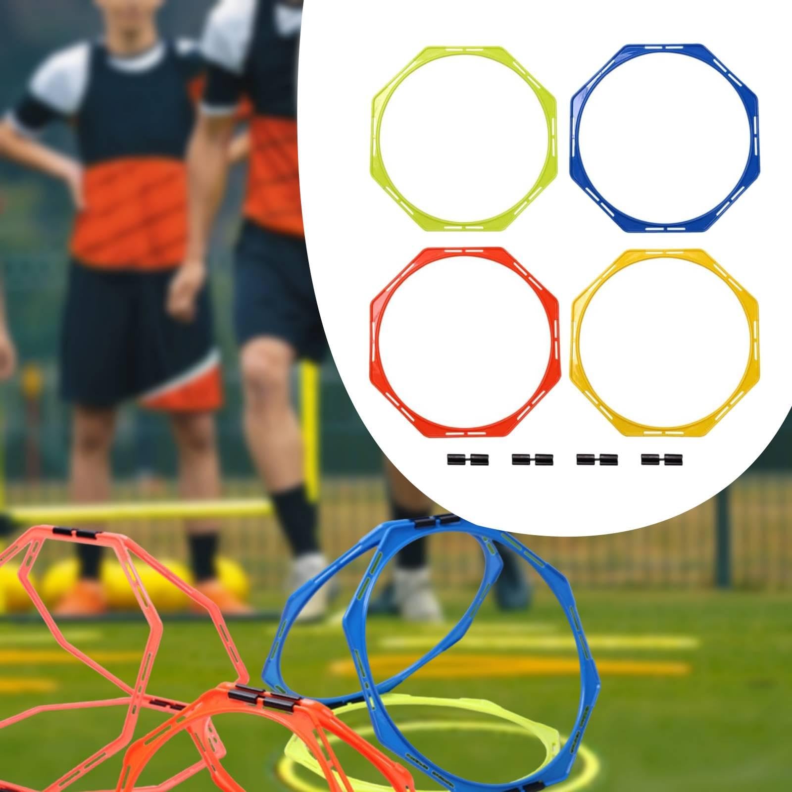 4 Anillos de, Equipo de Entrenamiento, Multiusos para Practicar Ejercicios de Juego de Pies Y Velocidad, Juegos de Fútbol.