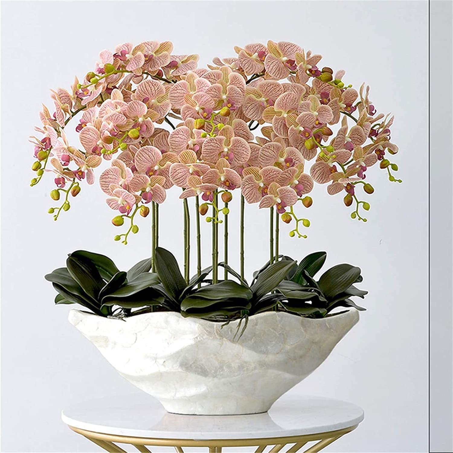 XDLEDMKIZ Orchid Artificial Flowers Artificial Phalaenopsis Flowers Rubber Silk Cloth Faux Orchids Porcelain Vase Orchids Artificial Plants Artificial Flowers natural loo