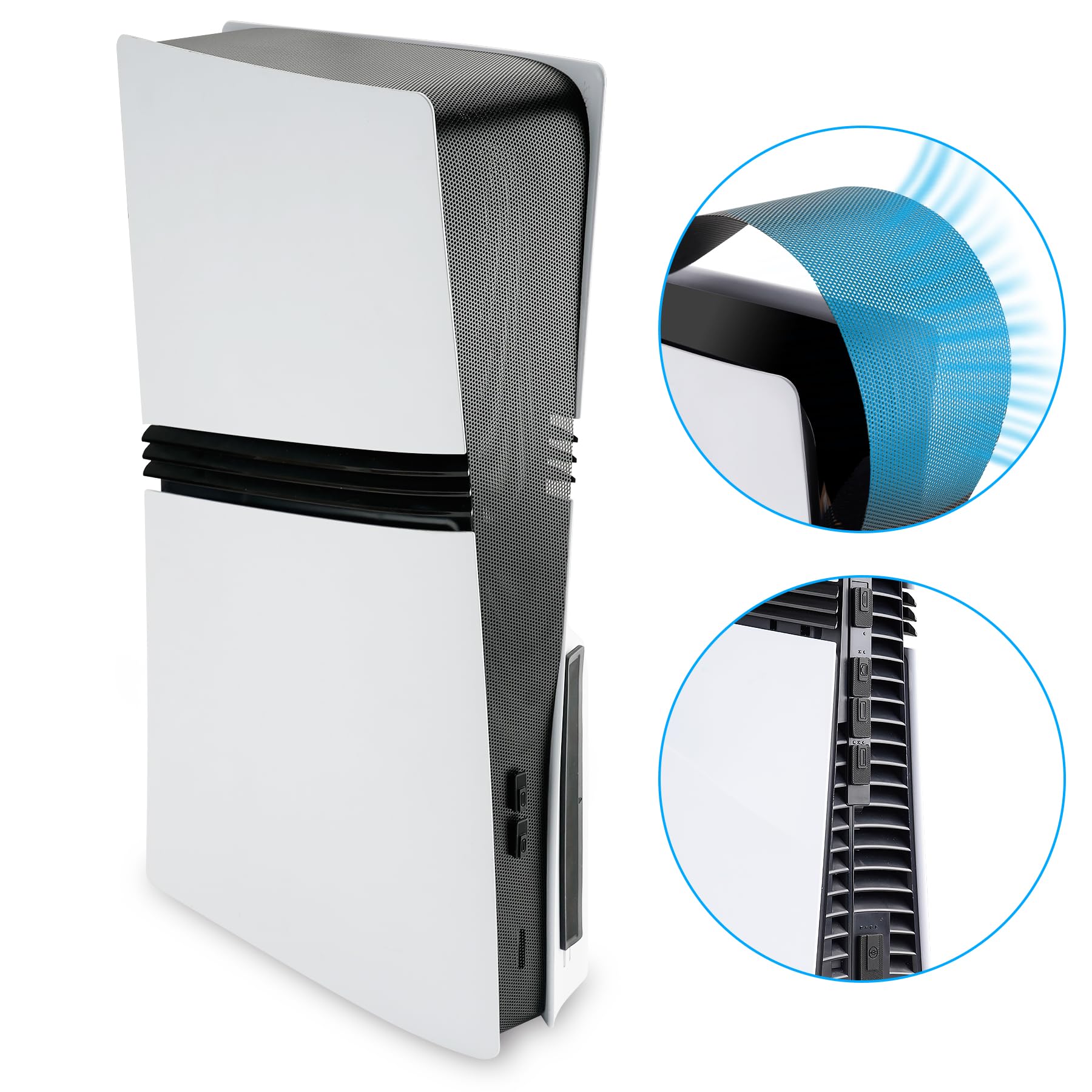 playvital Filtre à Poussière pour ps5 Pro Console Accessoires Filet de Protection avec Bouchon en Silicone pour Ports,Installation Facile-Noir
