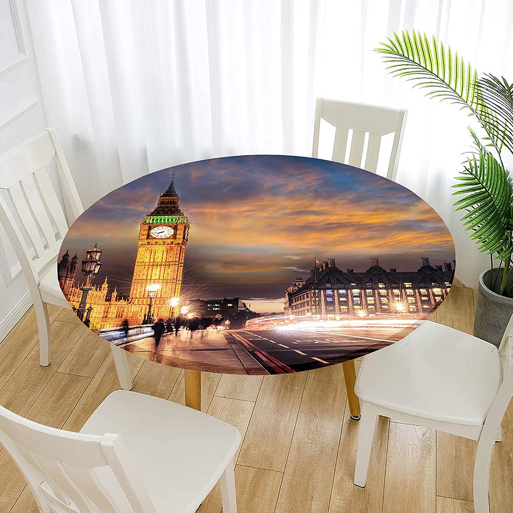 Chickwin Ronde Nappe De Table Élastique Ajustable, Imperméable, Couverture De Table Kitchen Extensible Protection Tables Pour Restaurants