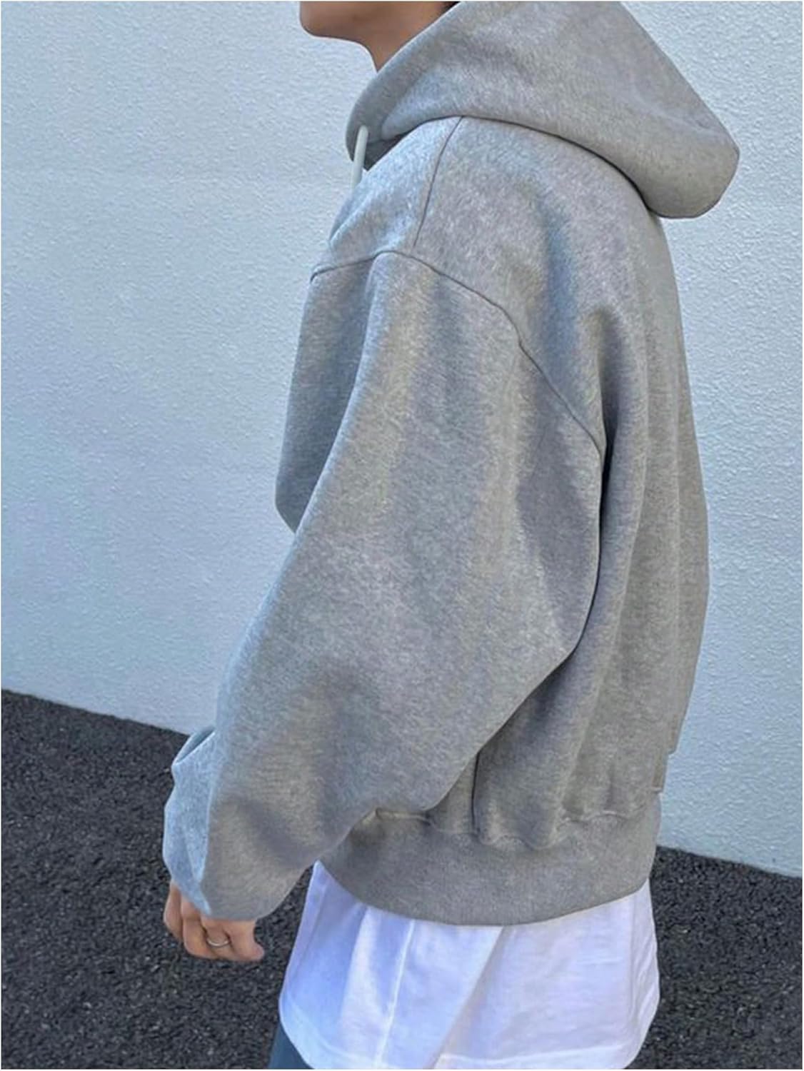 SHENHE Men's Zip Up Hoodie Drawstring Long Sleeve Drop Shoulder Fleece Streetwear Baggy Hoodie with Pockets