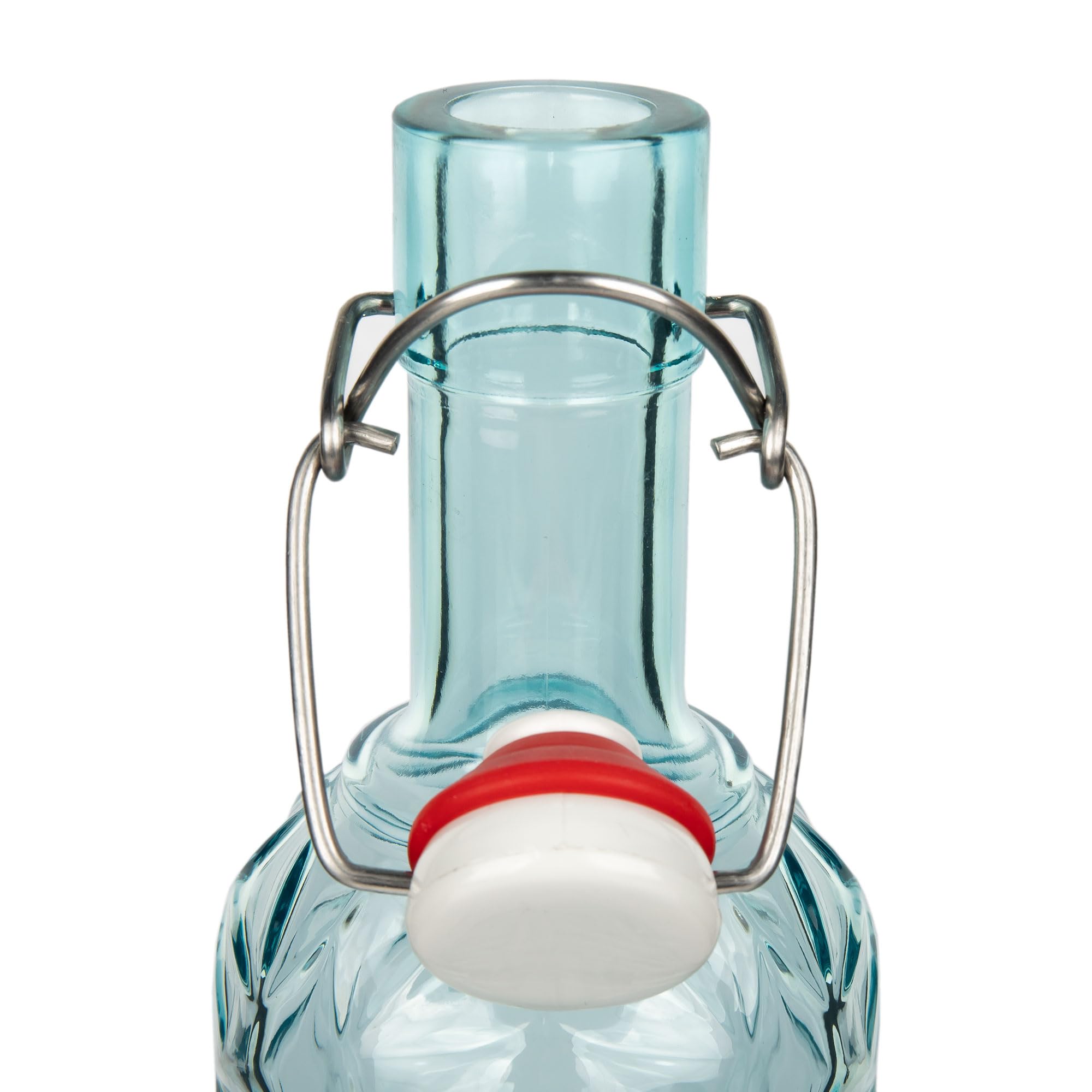 Cofan Bouteille en verre bleu transparent avec fermeture à étrier de 1 litre | Pack de 6 unités | Idéale pour la réutilisation et le stylisme