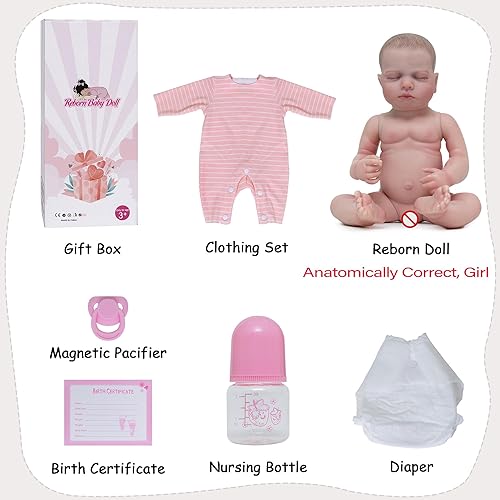 Miniatura 6 de Muñecas realistas de bebé Reborn  20 pulgadas realista recién nacida durmiendo, cuerpo de vinilo suave hecho a mano, muñeca Reborn para niños a