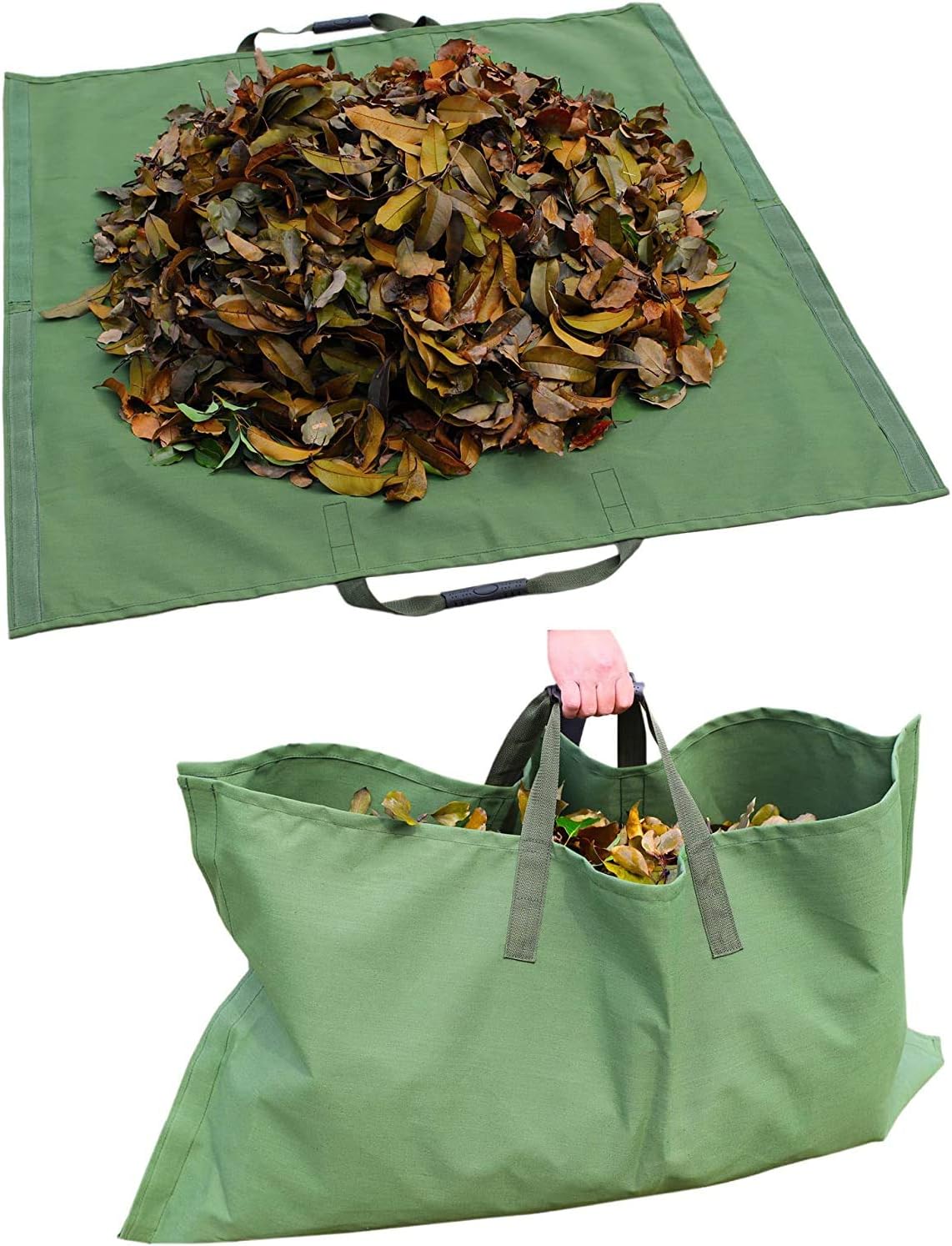 Lagaga Garden Bag Heavy Large Duty Encrypted Waterproof Canvas Waste Bag with Rubber Handle Outdoor Leaf Trash Rubbish Plants Grass Bag for Garden Lawn Patio Pool