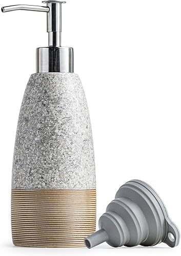 Dispensador de jabón de cerámica con 2 bombas, dispensador de jabón líquido recargable de manos de 12 onzas para champú, baño y cocina, incluye