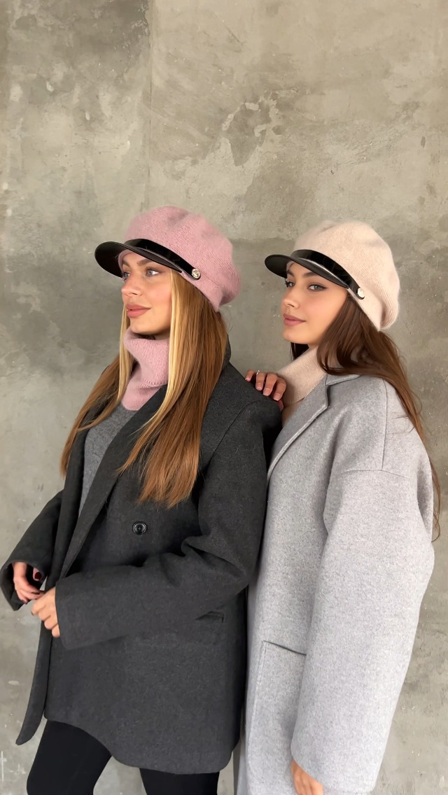 Angora Wool Newsboy Hat with Scarf - Knit Chauffeur Cap with Brim - Winter Red Knit Newsboy Hats for Women - Angora Wool Chauffeur Hat  main image 4