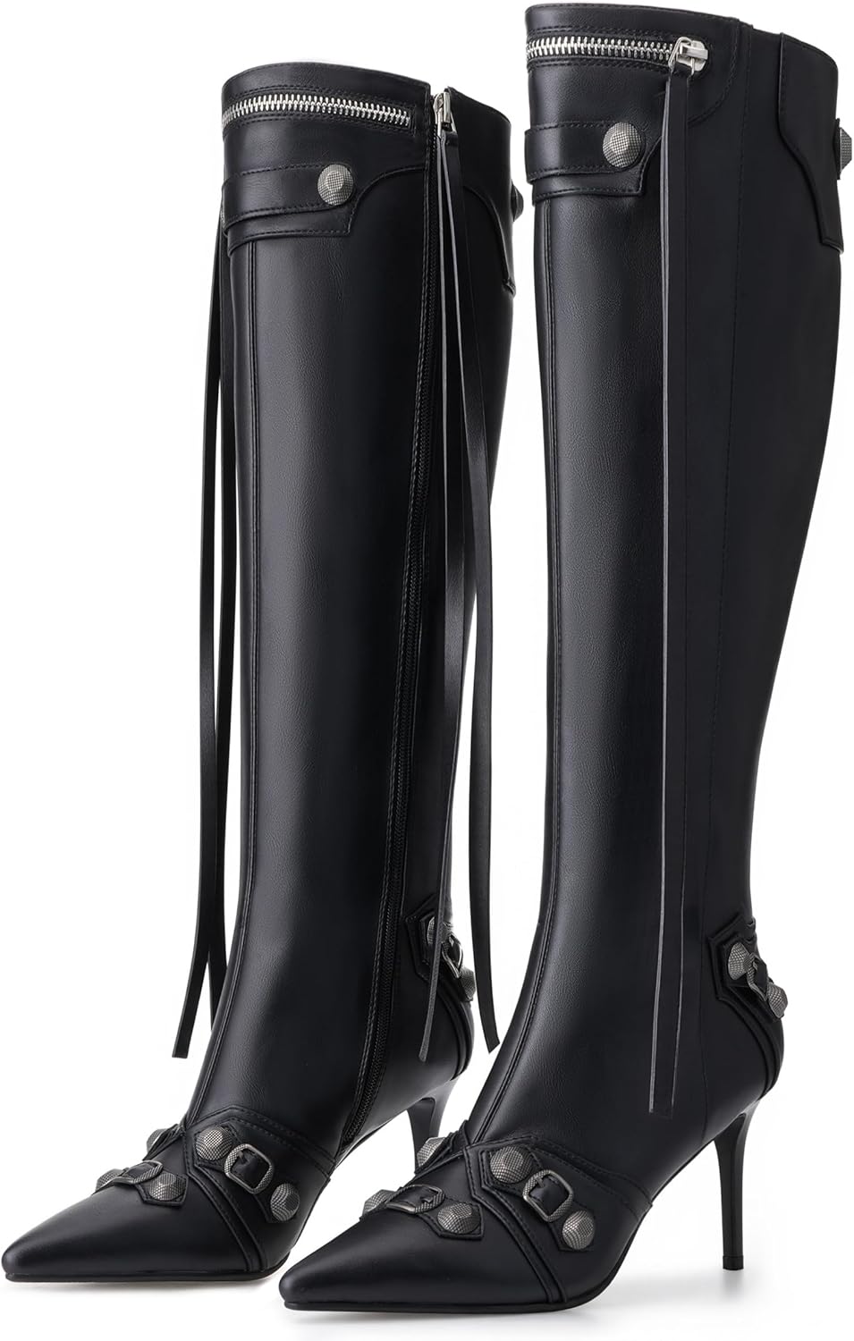 VARECOLA Women’s Knee High Boots, Pointed Toe Stiletto High Heel Boots with Zipper Fall Winter Dress Fashion Boots