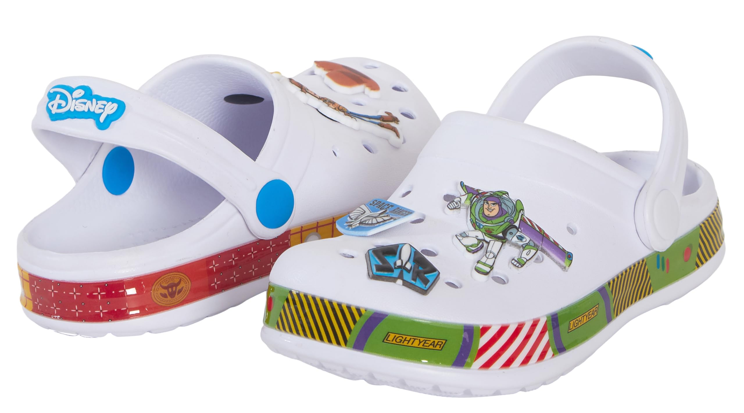 Disney Sabots Toy Story pour filles et garçons avec breloques Buzz Woody pour intérieur et extérieur avec sangle de cheville