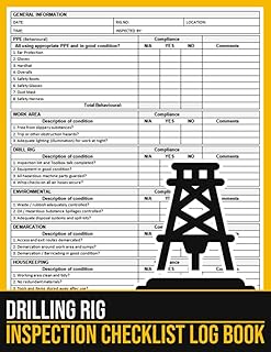 Drilling Rig Inspection Checklist Log Book: Drilling Rig Machine Safety and Maintenance Checklist, Fossil Fuel Oil Rig and Offshore Platform Drilling Rig Log Book, 100 Pages, Large Print 8.5 x 11 in