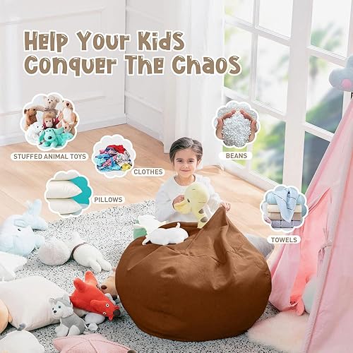 Miniatura 41 de Nobildonna - Funda para silla de puf (relleno sin relleno) de nido de pájaro para niños y adultos. Puf extra grande para almacenamiento de animales