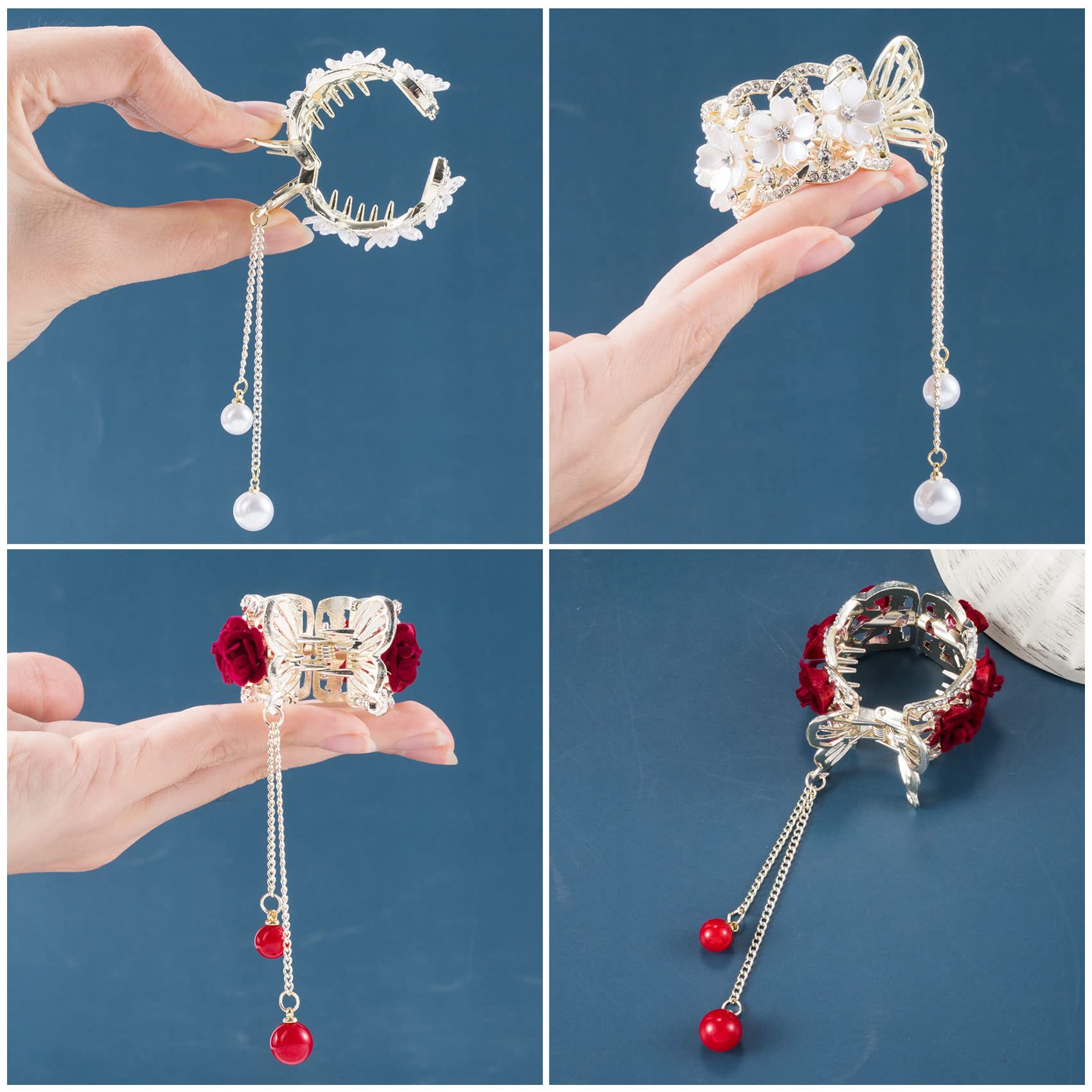 Amazon.com : HINZIC 2pcs High Ponytail Hair Claw Clips, 2inch Rose