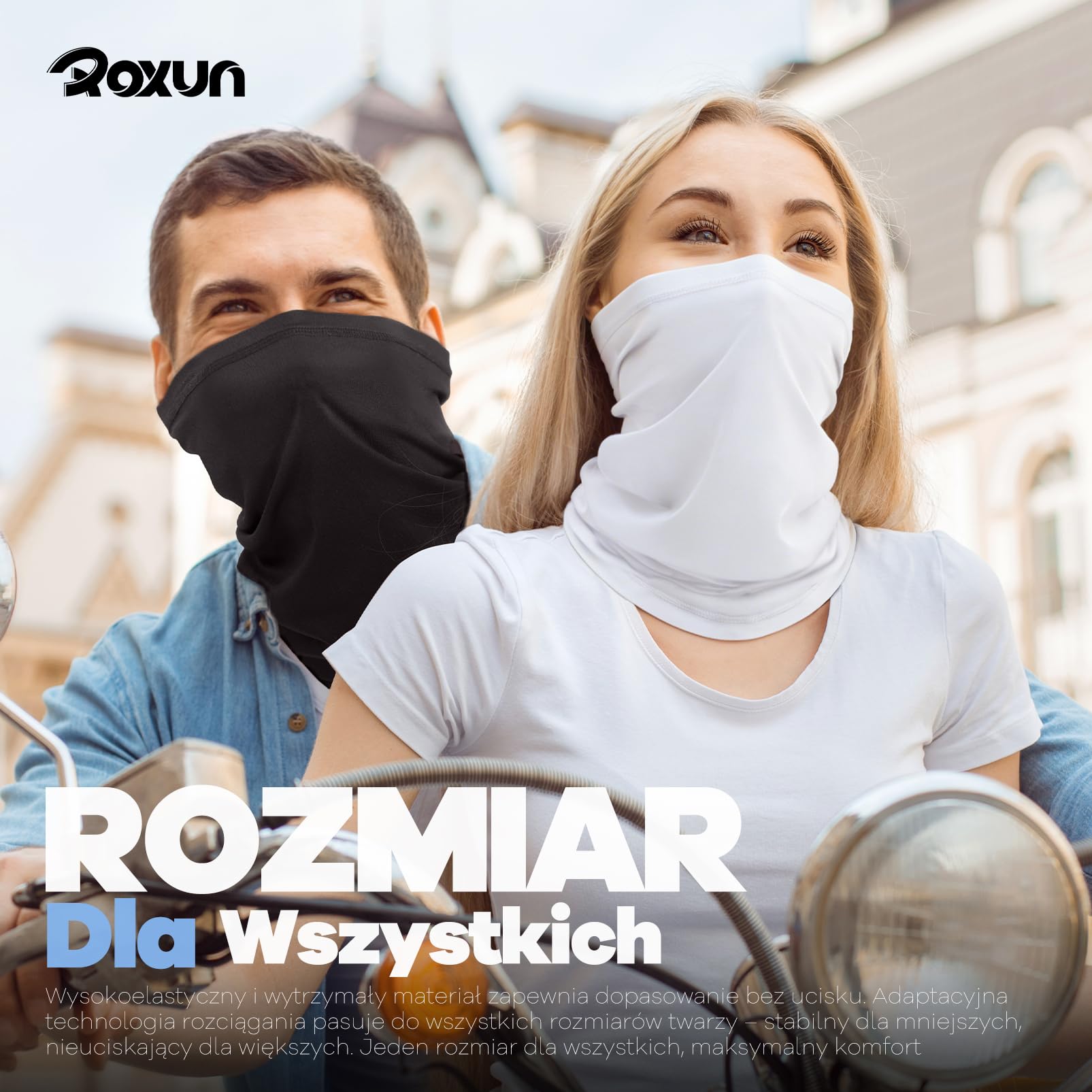 ROXUN 4-pak ocieplacz na szyję, chłodząca, oddychająca maska na twarz, ochrona przed promieniowaniem UV, szalik turystyczny bandana dla mężczyzn/kobiet